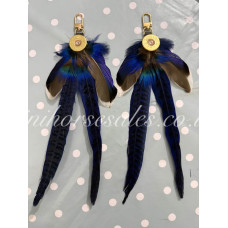 Feather boot tassels - Blue Feather boot tassels - Blue
